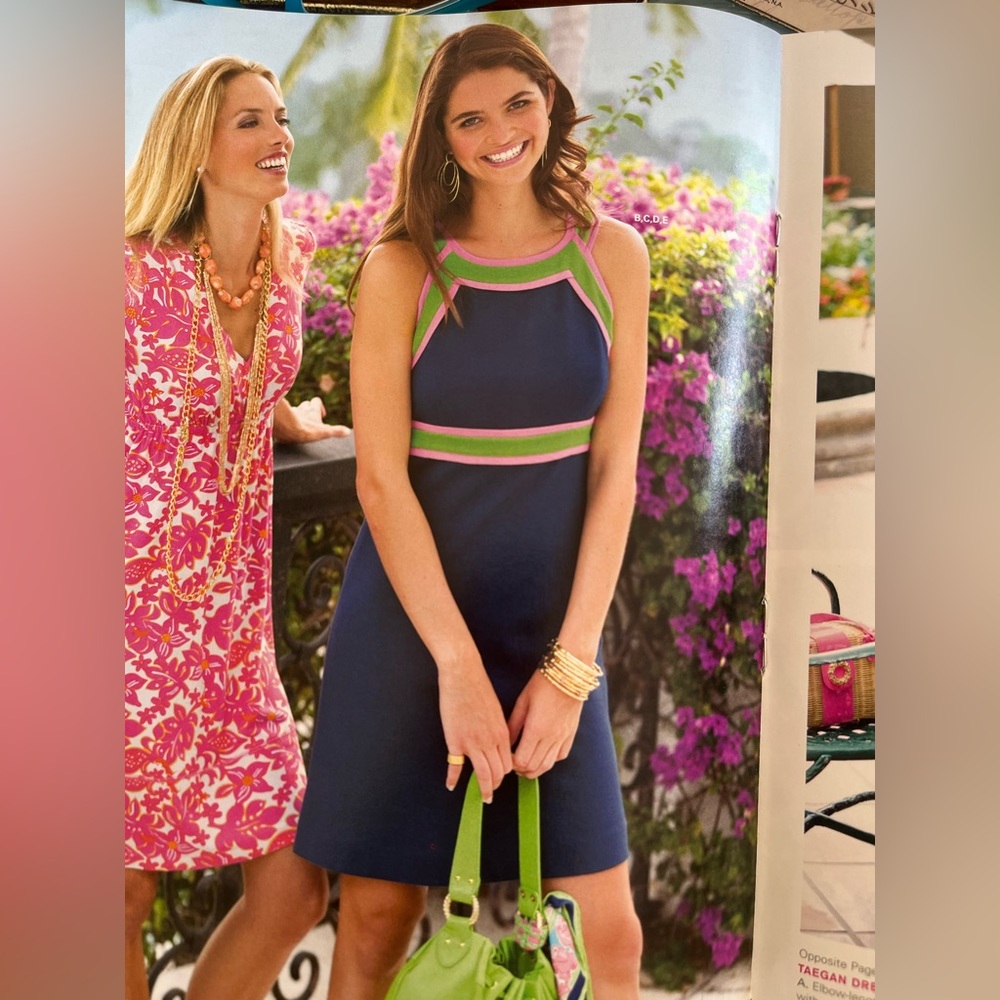 VGUC Lilly Pulitzer knit Jacqueline navy pink and green dress 10